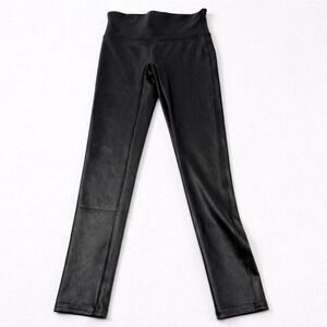 SPANX‎ Faux Leather Leggings Petite G Black High Rise Size G/Large